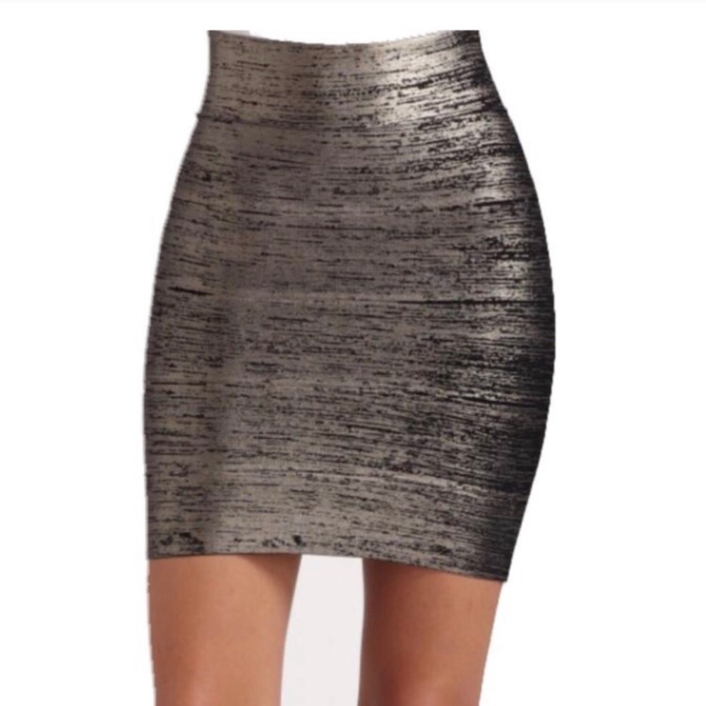 BCBG Josie Gunmetal Bandage Skirt
